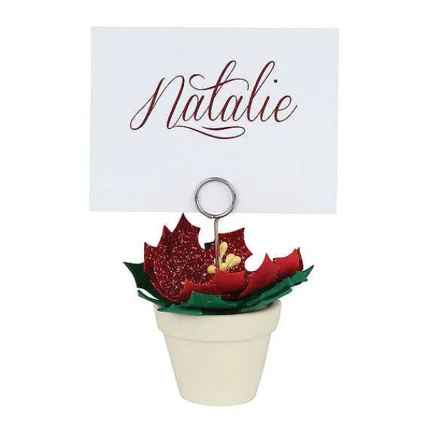 Department 56 Snowbabies Classic Collection<Poinsettia Pot Place Card Hldr