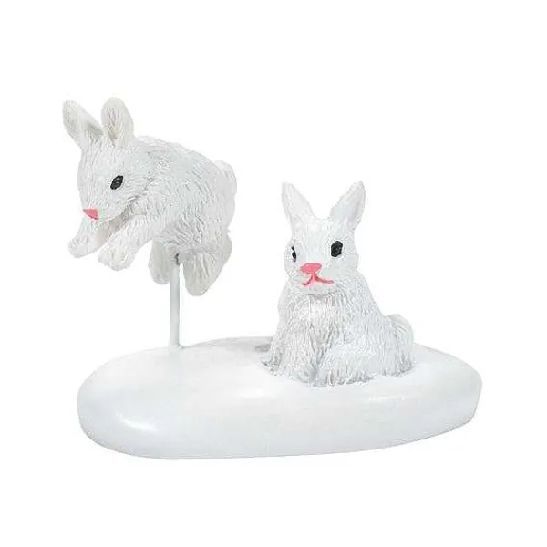 Department 56 Village Accessories<White Christmas Bunnies